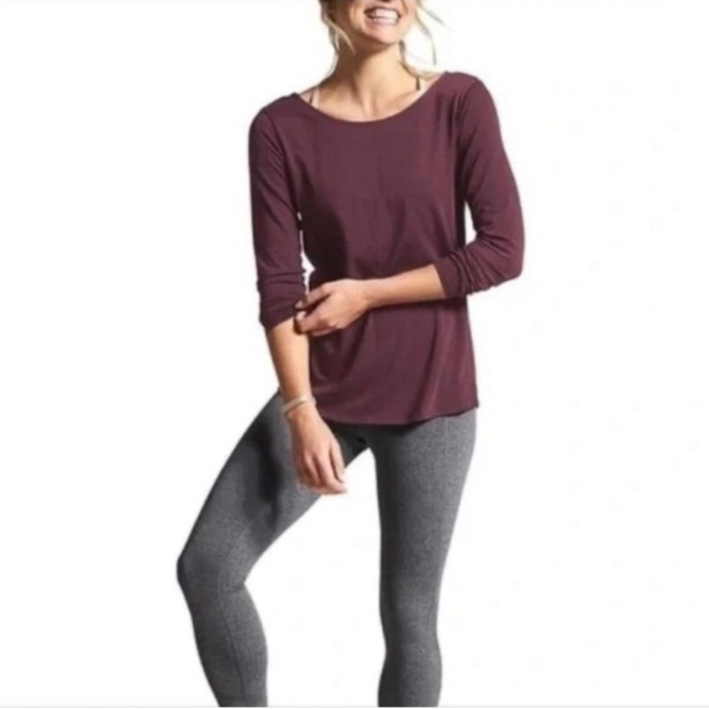 Athleta Maroon Flexlight Open Back Long Sleeve - image 2